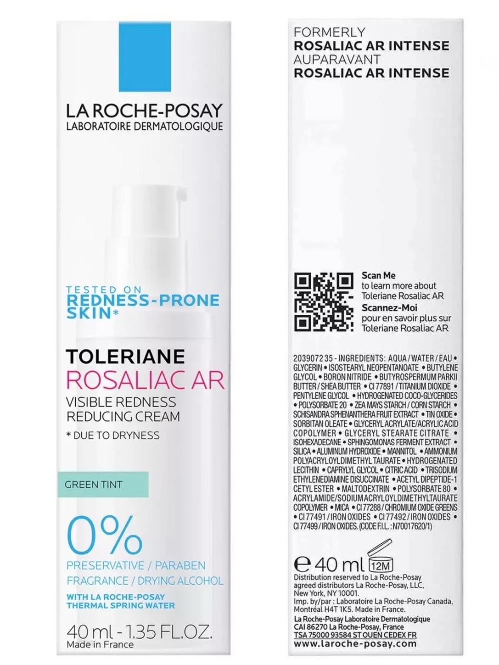 La Roche-Posay Toleriane Rosaliac AR Visible Redness Reducing Cream - Green Tint
